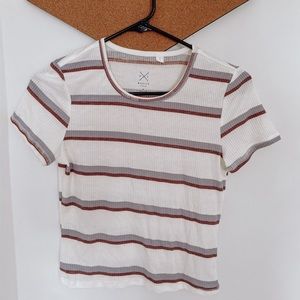 Lavender maroon striped cropped tee